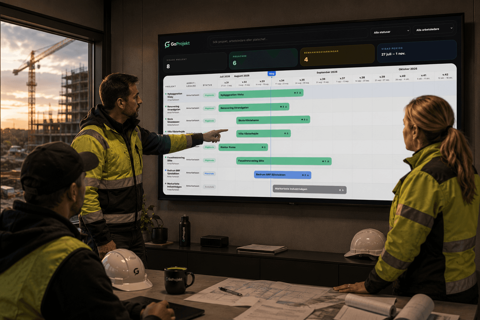 Gantt och tidsplanering för byggprojekt i GoProjekt
